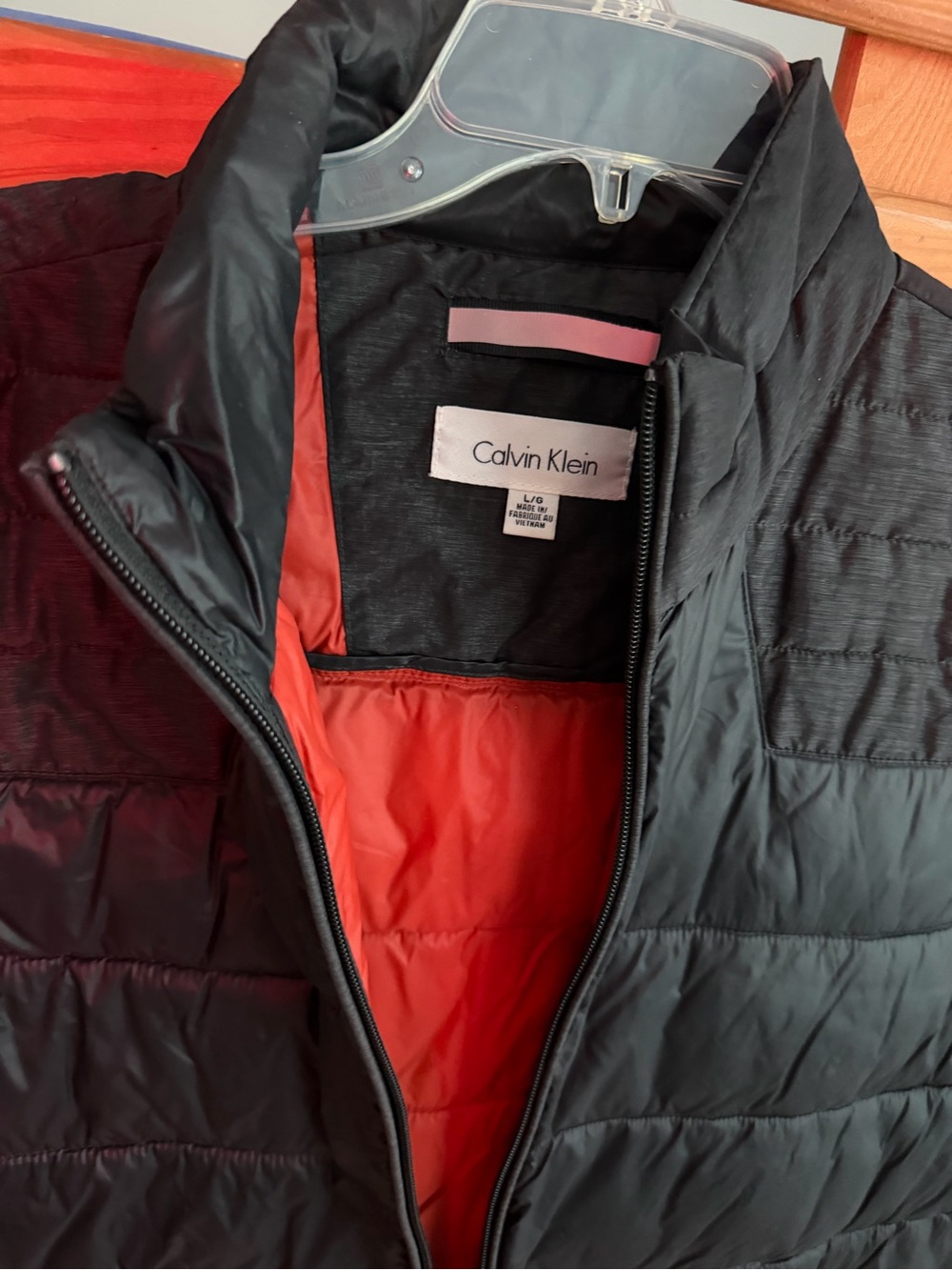 Calvin Klein Black Puffer vest  with orange  Interior